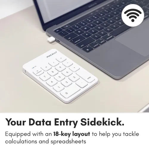 Vista 2 de Macally Teclado numérico inalámbrico USB C Teclado numérico para Mac MacBook iMac Inalámbrico de 10 teclas para computadora portátil