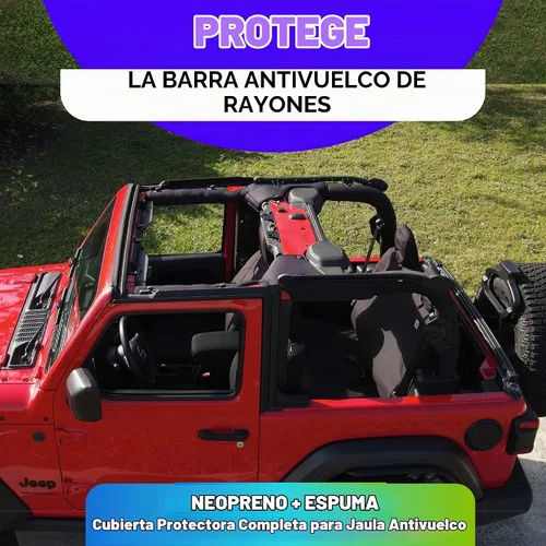 Vista 8 de Cubierta de barra enrollable de neopreno compatible con Jeep Wrangler JK 2007-2018 de 2 puertas, color negro
