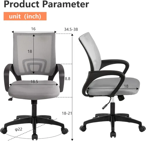 Vista 7 de PayLessHere Silla de oficina en casa, silla de escritorio para computadora, silla ergonómica ajustable, soporte lumbar, reposabrazos ejecutiva