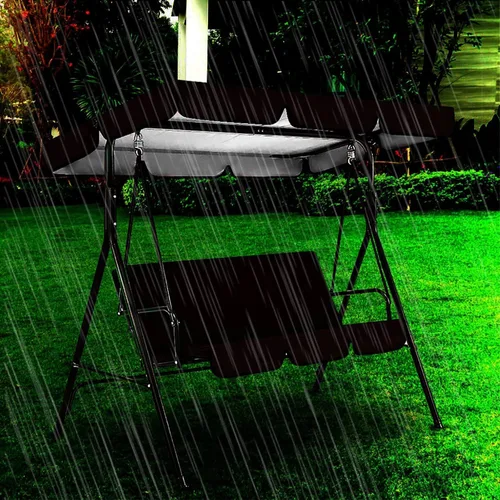 Vista 6 de 1 juego de funda de repuesto para columpio, asiento y cubierta superior, ajustable de 3 asientos para exteriores, hamaca grande para patio, silla