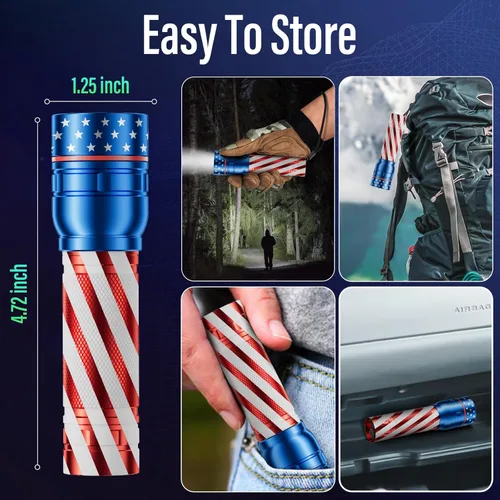 Vista 6 de RECHOO Linterna recargable, 1 unidad, luz brillante de grado militar, altos lúmenes con enfoque ajustable y 3 modos de iluminación, linterna LED