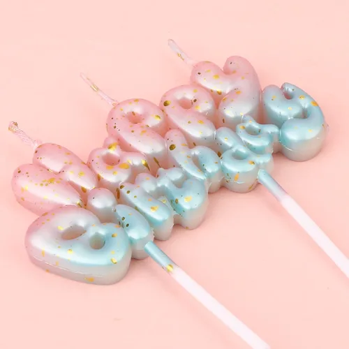 Vista 3 de Luter Vela con letra de número de cumpleaños en degradé de rosa a azul, número 1, estilo moderno, sin humo, fácil de iluminar, decoración