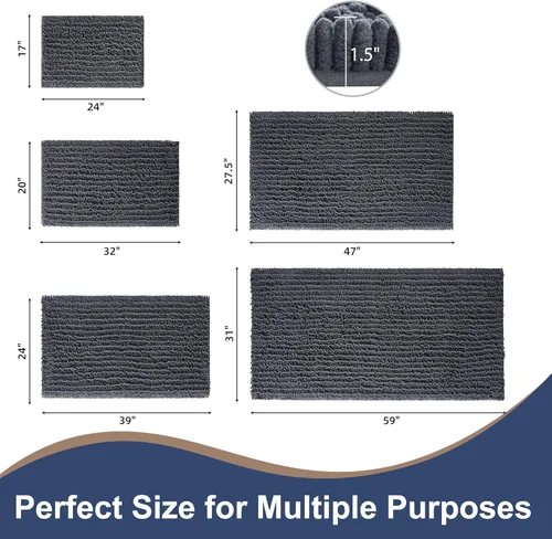 Vista 130 de FLOLEOPA Alfombras de baño de microfibra suave y esponjosa, tapetes de baño absorbentes, antideslizantes, lavables a máquina y de secado rápido