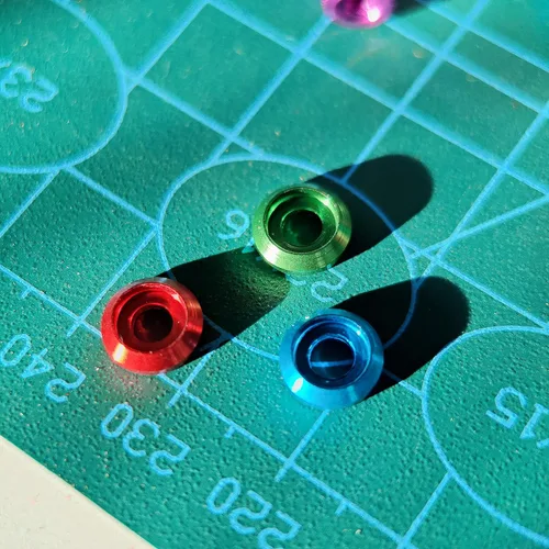 Vista 5 de [60PCS] Arandelas de avellanado M3 Color Negro, Aleación de aluminio anodizado, Juntas de arandelas de cabeza Cuña de Copa para Tornillo