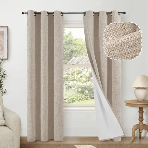 Vista 78 de Cortinas Opacas de Lino Azul Bebé para Guardería de 40 Pulgadas de Largo, 2 Paneles, Cortinas Cortas con Aislamiento Térmico Boho de Bloqueo Total