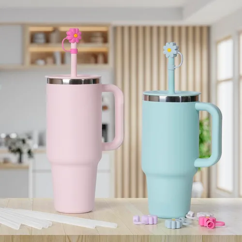 Vista 5 de Greant 6 popotes para vaso Hydro Flask de 32 onzas, 7.76 pulgadas, a prueba de polvo, para vaso HydroFlask de 32 onzas, popote para tapa a presión