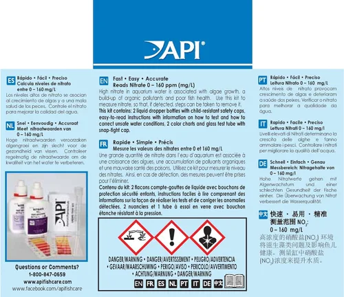 Vista 2 de Kit de prueba de agua API NITRATE de 90 pruebas para acuarios de agua dulce y salada