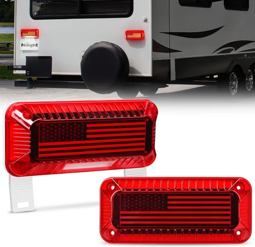 Vista 18 de Nilight Luz trasera ovalada de 6 pulgadas, 2 unidades, 35 LED, flecha, ámbar, luces de giro, montaje en superficie, impermeable, para caravana de 12