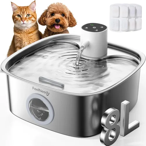 Fuente de agua inalámbrica para perros, fuente de agua operada por batería de 5000mAh para perros, fuente de agua de acero inoxidable para gatos