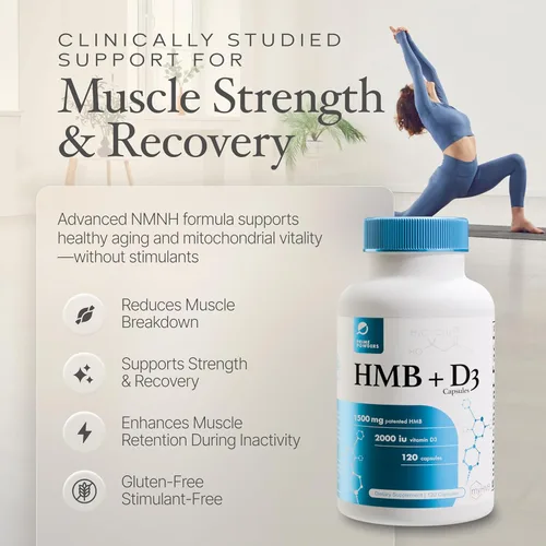 Vista 2 de Prime Powders Suplemento de HMB y vitamina D3, fórmula patentada de 1,500 mg con dosis clínica, conserva el músculo magro con un rendimiento sin