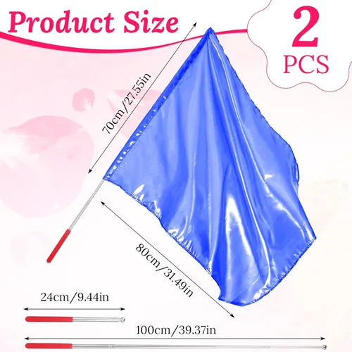 Vista 2 de Piriuuo 2 piezas de banderas de adoración para baile, bandera de baile de alabanza de 27.5"x31.5" con varilla escalable, banderas de alabanza
