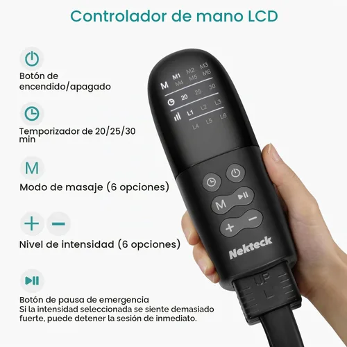 Vista 6 de Nekteck Masajeador de compresión de piernas con calor para circulación