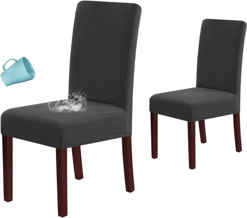 Vista 10 de H.VERSAILTEX Juego de 2 fundas 100% impermeables para sillas de comedor, fundas elásticas para sillas de comedor, fundas protectoras para sillas