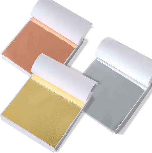 DECONICER 300 hojas de hojas de oro de imitación para resina. 3 hojas de lámina dorada multicolor (oro, plata, oro rosa) son adecuadas para arte,