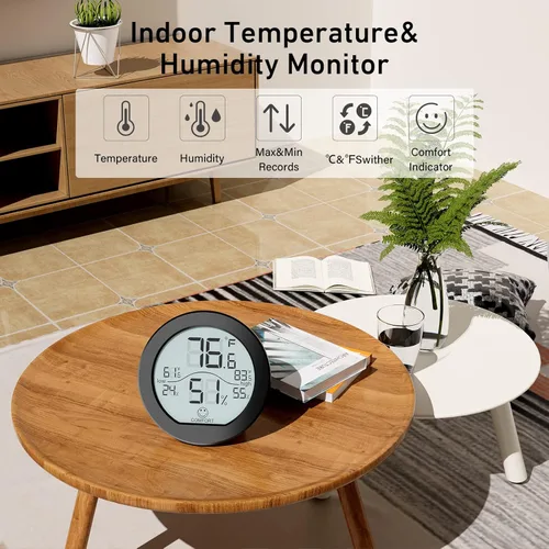 Vista 2 de SECRUI Higrómetro Termómetro para Temperatura de Habitación Medidor de Humedad Termómetro Interior Calibración de Precisión Sensor de Temperatura