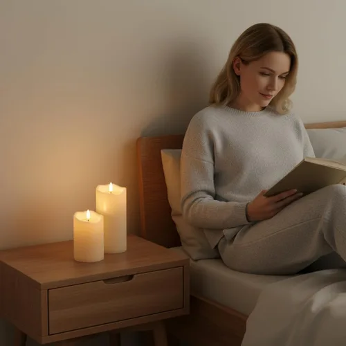 Vista 7 de ANGELLOONG Velas sin llama con control remoto para decoración de mesa, velas falsas parpadeantes que funcionan con pilas, velas de batería