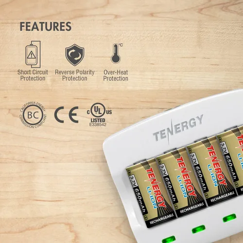 Vista 8 de Tenergy 3.7V RCR123A Li-Ion cargador de batería – Certificado CE, FCC & funciona con cámaras de seguridad Arlo inalámbricas HD (VMC3030)