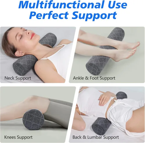 Vista 7 de Cozyhealth Almohada cervical pequeña de 3.1 pulgadas de alto, almohada cilíndrica de espuma viscoelástica suave media para dormir, soporte de cuello