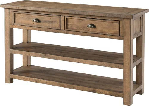 Vista 5 de Martin Svensson Home Mesa consola de sofá de madera maciza, color negro con tapa marrón