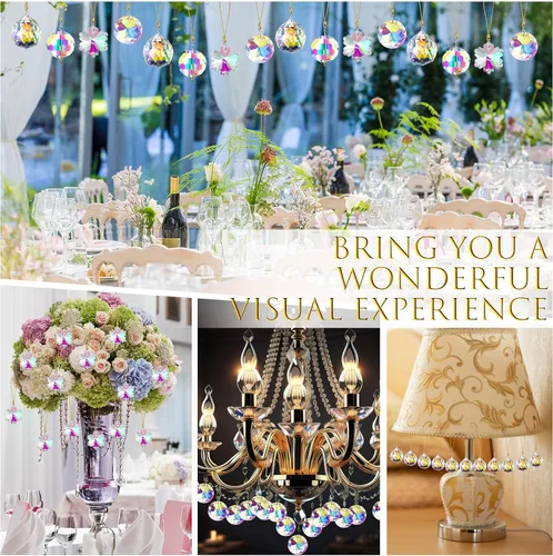 Vista 7 de XunYee 36 Piezas Bolas de Navidad de Cristal de Vidrio Adornos, 1.18" Mini Prismas de Cristal Colgantes Decoraciones de Árbol de Navidad Colgantes