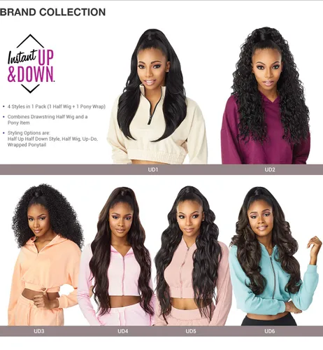 Vista 3 de Sensationnel Instant Updown Halfwig Pony – Unidad 5 4 Estilo en 1 Media Peluca y Pony Wrap (T2/BG)