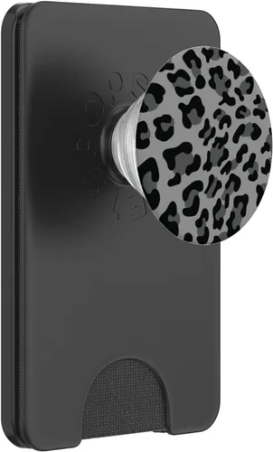 Vista 7 de Bonito diseño de estampado de leopardo negro para mujeres en gris PopSockets agarre y soporte para teléfonos y tabletas