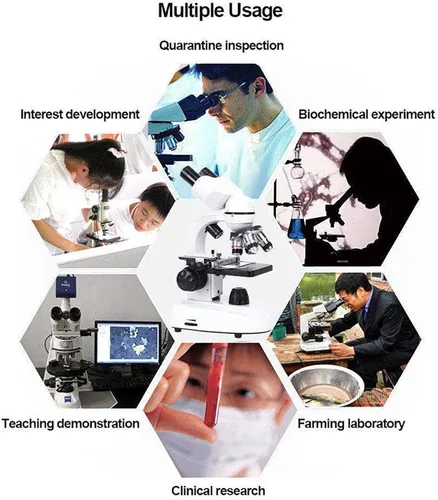 Vista 5 de Microscopios compuestos 6000X /10000 X /15000X / 20000X, microscopio biológico binocular, con soporte para teléfono móvil, se puede conectar a una