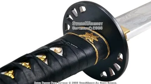 Vista 5 de Espada katana samurái hecha a mano de Kill Bill Bride's con soporte de exhibición y kits de limpieza