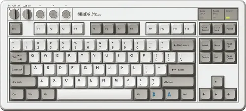 Vista 2 de 8BitDo Teclado mecánico retro, Bluetooth2.4GUSB-C, teclado para juegos intercambiable en caliente con 87 teclas, botones dobles súper programables