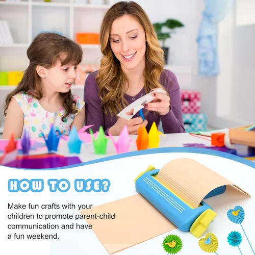 Vista 6 de Crimpadora de papel para manualidades, herramienta para hacer moldeador de ondas, manualidades de bricolaje (azul)