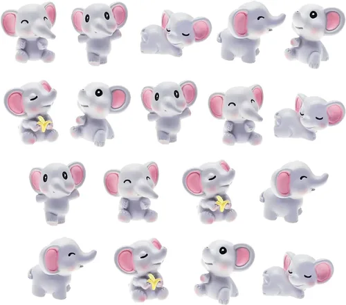 18 mini figuras de elefante de resina de micro paisaje para bricolaje, jardín de hadas en miniatura, paisaje de musgo en miniatura, 18 piezas