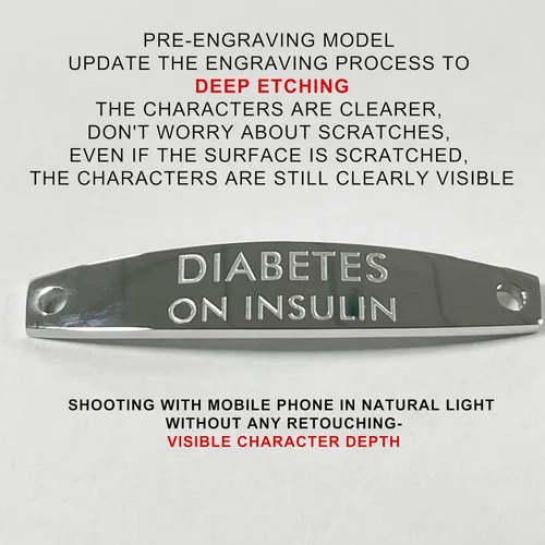 Vista 2 de LinnaLove-Pre-engraved Simple Rolo chain Medical alert id bracelet for Women