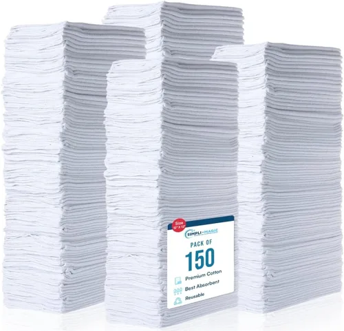 Vista 6 de Toallas de Taller de Algodón Simpli-Magic de 14"x12" (Paquete de 150) – Trapos de Limpieza Reutilizables para Taller para Automóviles, Industrias