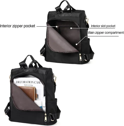 Vista 3 de CLUCI - Bolso de hombro tipo mochila de cuero para mujer diseño grande y a la moda para viajes