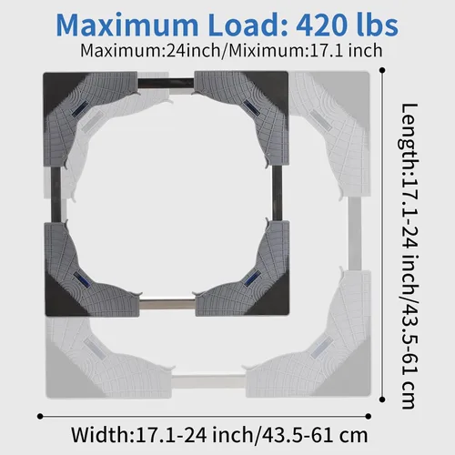Vista 4 de Mini soporte para refrigerador con alfombrilla de silicona, soporte ajustable para refrigerador con 4 pies de acero inoxidable