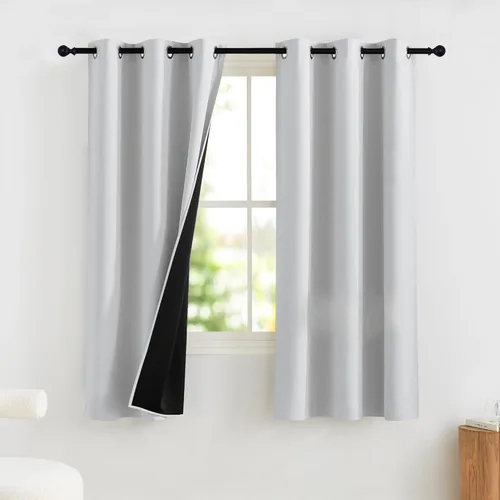 Vista 100 de NICETOWN Cortinas 100% Opacas Cortas de 36 Pulgadas de Largo para Dormitorio, Privacidad Aislamiento Térmico con Ojales Cortinas de Ventana