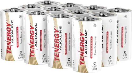 Tenergy Batería alcalina LR14 de 1.5 V C, baterías no recargables C de alto rendimiento para relojes, controles remotos, juguetes y dispositivos