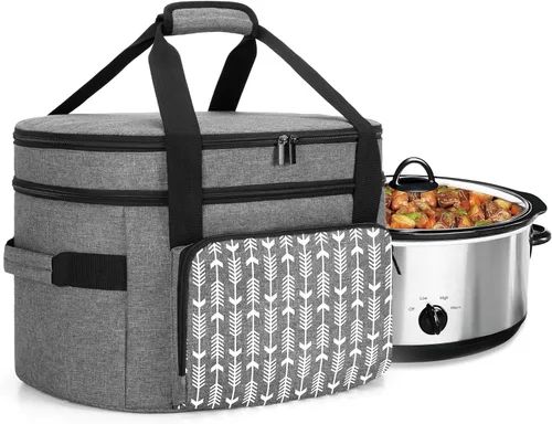 Vista 9 de Yarwo Bolsa de viaje para olla de cocción lenta mejorada 2026 con tabla inferior compatible con Crock-Pot y Hamilton Beach de 6, 7, 8 cuartos