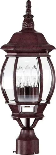 Vista 4 de Nuvo Lighting 60/898 - Montura de poste tradicional de tres luces de la colección Central Park en acabado bronce/oscuro