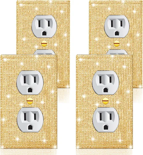 Vista 6 de Gaocai 4 piezas de cubierta de placa de pared de diamantes de imitación de plata brillante 1 Gang cubierta decorativa interruptor de diamantes