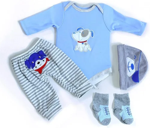MAIHAO Ropa de muñeca Reborn para muñecas de bebé recién nacido de 17 a 22 pulgadas, accesorios de atuendo para niños, juego de 4 piezas con patrón