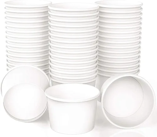 Vasos de papel para helado de 4 onzas, taza de yogur congelado, cuencos de postre blanco, suministros de postre congelado, paquete de 50