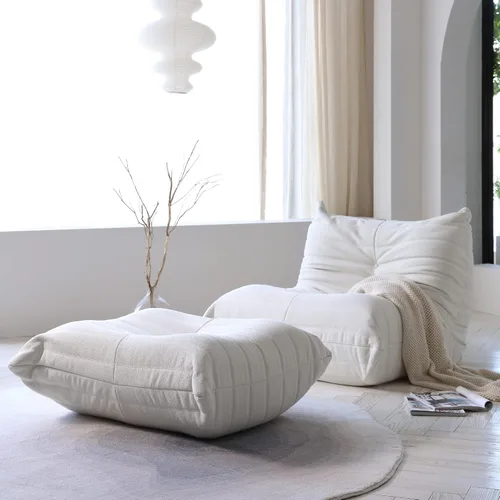Vista 4 de Otomano, sofá de suelo perezoso, silla de terciopelo de peluche, sofá de acento, silla de esquina para sala de estar, dormitorio, sala de estar
