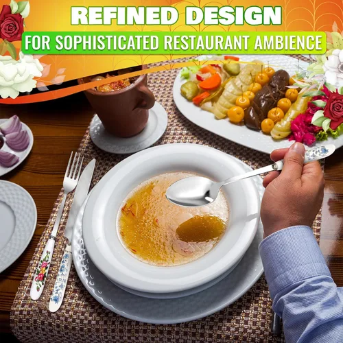Vista 58 de Juego de 6 cucharas de café con mango de cerámica – Cucharas pequeñas de postre de 6.1" con diseño floral – Cuchara de acero inoxidable para té