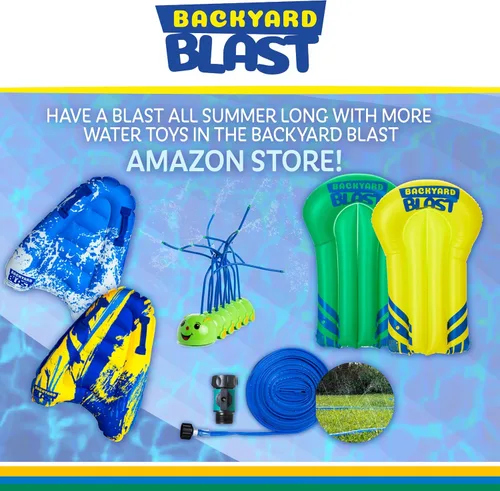 Vista 7 de BACKYARD BLAST - Tobogán acuático de 30 pies con parachoques y zona de salpicaduras, 2 jinetes inflables y bomba eléctrica - Fácil de instalar
