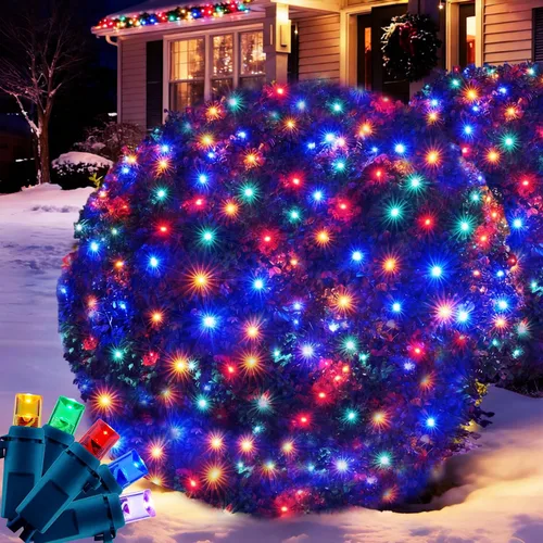 Red de luces LED de Navidad para arbustos, 132 luces LED de 6 pies x 6 pies, conectables con certificación UL para arbustos, árboles, arbustos,