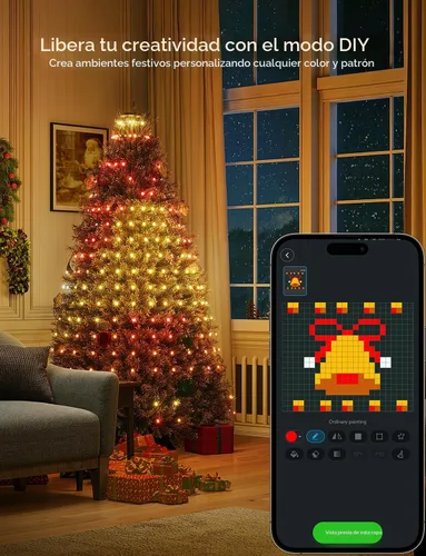 Vista 4 de Govee Luces de árbol de Navidad, 480 luces LED inteligentes RGBIC, 6.6 pies × 24 tiras de luces para decoraciones navideñas, sincronización