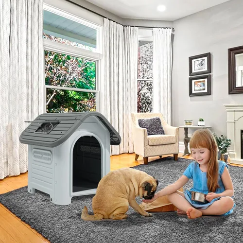 Vista 12 de YITAHOME Dog House Outdoor Plastic Doghouse Water Resistant Pet House with Adjustable Skylight and Elevated Base for Small, Medium, and Large Dogs