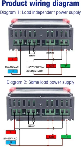 Vista 3 de 3028 Control de temperatura 12V/24V/110V/220V Pantalla digital Medidor de temperatura y humedad con sensor integrado (12V)