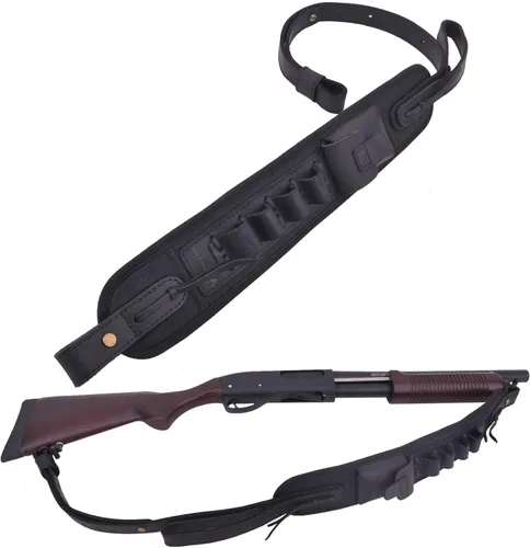 Vista 21 de Portamuniciones de cuero correa de rifle bandolera de caza para 30/30 .357 .45 .45-70 .22 12GA 20GA